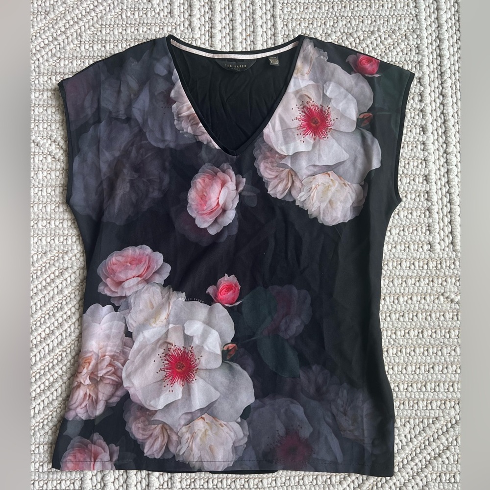 Ted Baker Floral Black Top